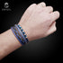 Blaues Lederarmband Herren Damen Uniqal gravur